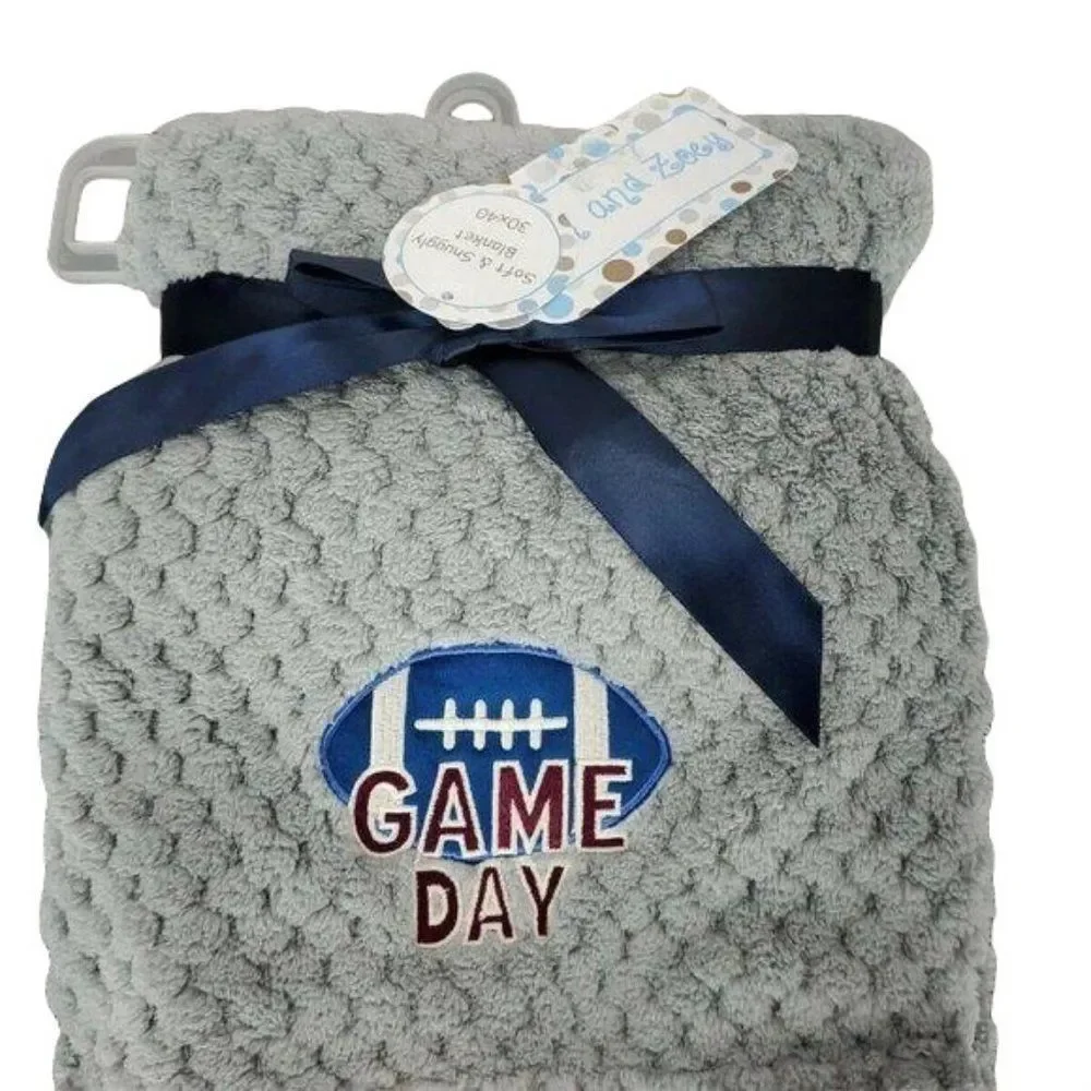Zak &  Zoey Soft Snuggly‎ Gray Blanket 30x40 Crib Sports Baby Toddler